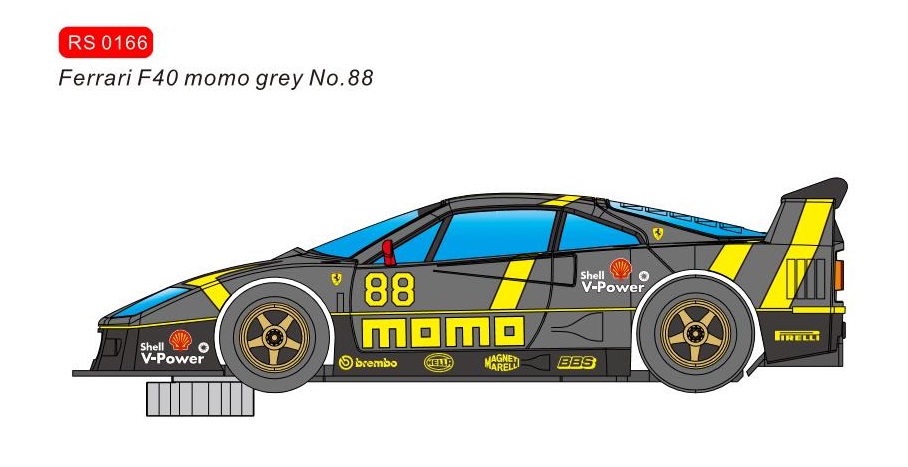 RS0166 RevoSlot Ferrari F40 Momo # 80 Grey
